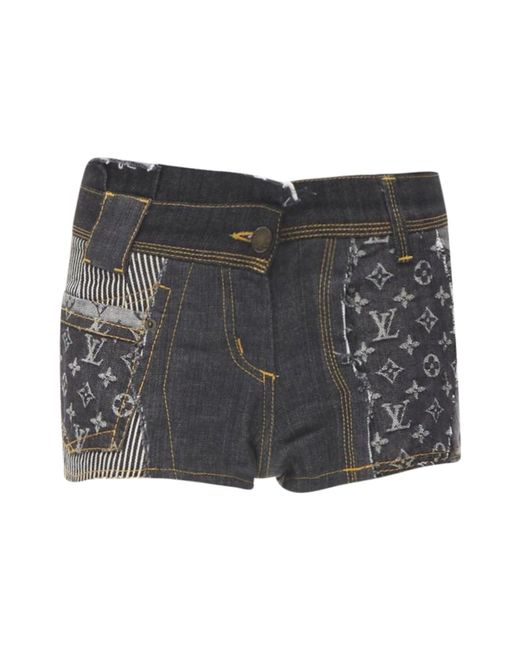 Louis Vuitton Gray Rare Lv Mongram Jacquard Raw Cut Patchwork Shorts