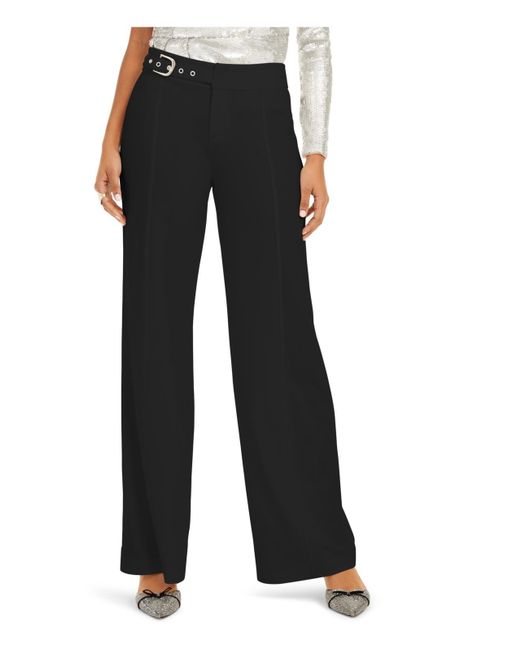 INC Belted Mid-rise Wide Leg Pants in Black | Lyst