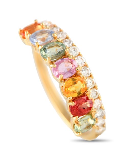 Non-Branded Metallic Lb Exclusive 18k Yellow 0.27ct Diamond And Multicolored Sapphire Ring Mf32-103123