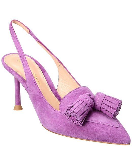 Gianvito Rossi 70 Suede Slingback Pump in Pink Lyst