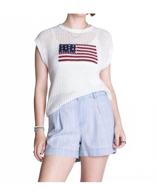Thread & Supply Blue Acer Flag Knited Top