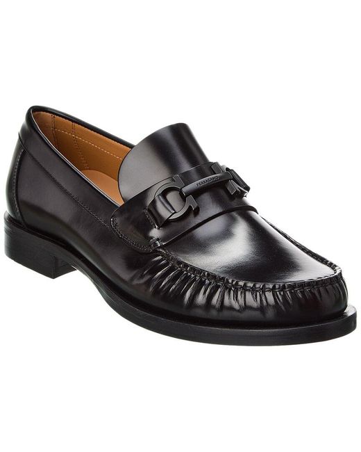 Ferragamo Black Leather Loafer for men