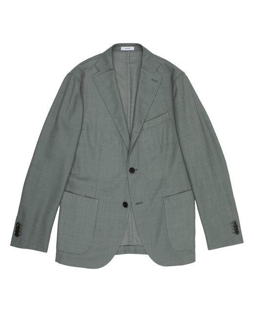 Boglioli Gray Tailored Two-Button Wool Blend Blazer for men