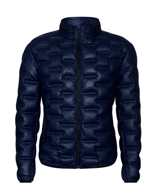Infinity Leather Blue Puffer Quilted Bomber Jacket for men