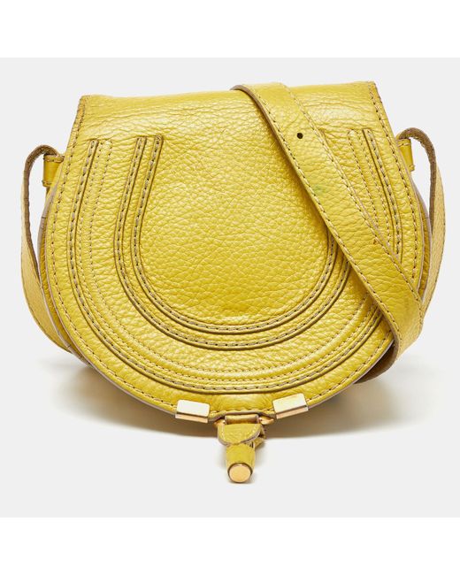 Chloé Yellow Leather Small Marcie Crossbody Bag