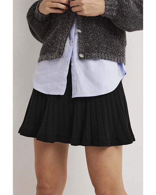 Boden Black Knitted Pleated Mini Skirt