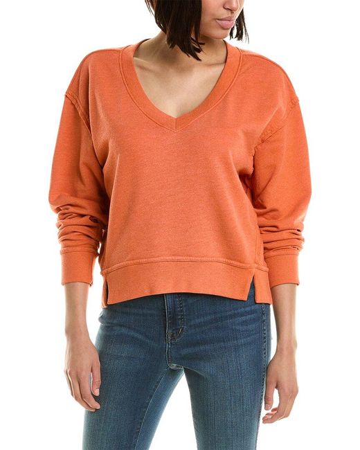 Michael Stars Orange Camila V-neck Cropped Sweatshirt