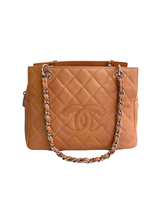 Chanel Brown Shopping Leather Shoulder Bag (pre-owned)