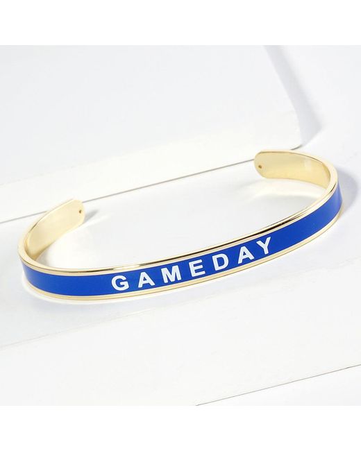 Fashnzfab Blue Dipped Gameday Message Enamel Cuff Bracelet
