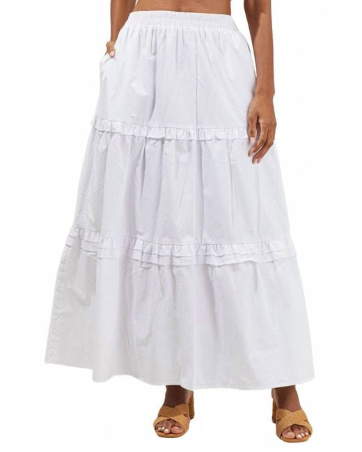 Sugarlips White Isabel Ruffle Maxi Skirt