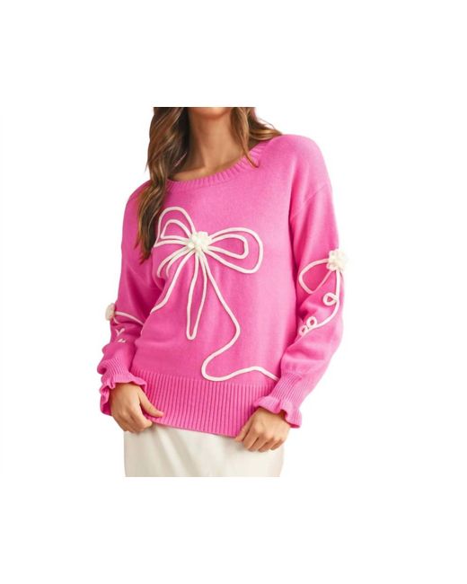 Aapparella Pink Flower Bow Sweater