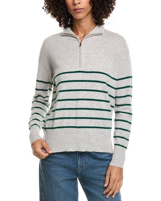 InCashmere Gray Pullover Cashmere 1/4-Zip