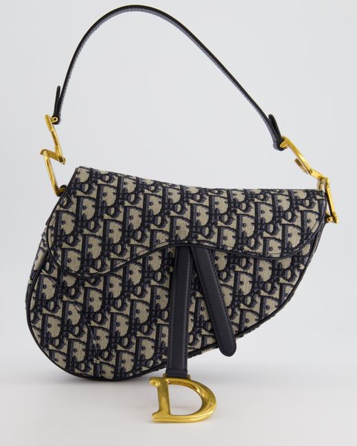 Dior Black Dior Oblique Jacquard Saddle Bag With Gold Hardware Rrp £3,450