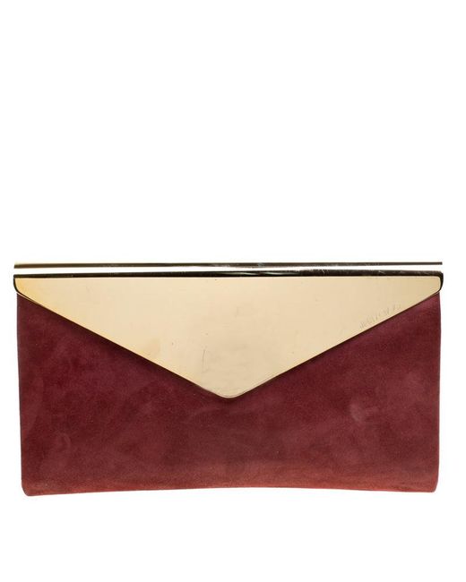 Jimmy Choo Red Shimmering Leather Charlize Clutch
