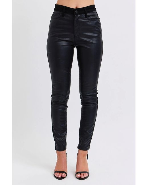 TRUEDAMES Blue Plus Size Hw Faux Leather Skinny Pants