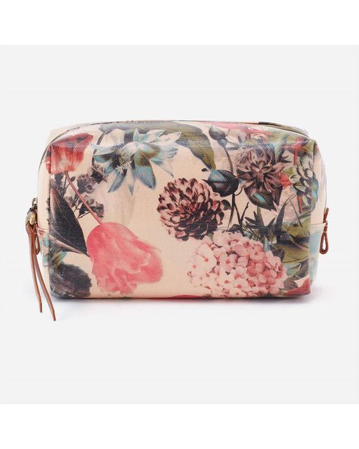 Hobo International Pink Medium Zip Cosmetic Bag In Botanical Floral Canvas