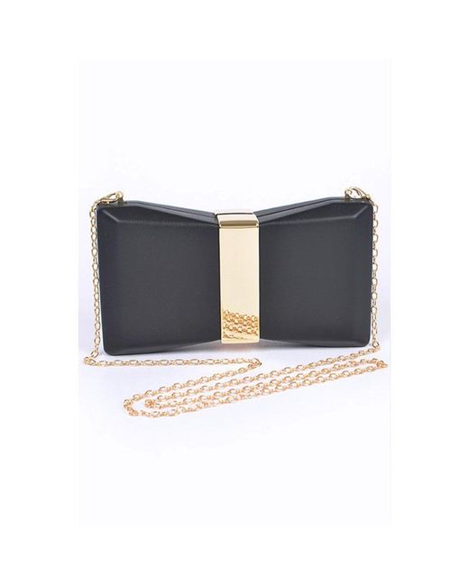 Fashnzfab Gray Trim Iconic Bow Inspired Box Clutch