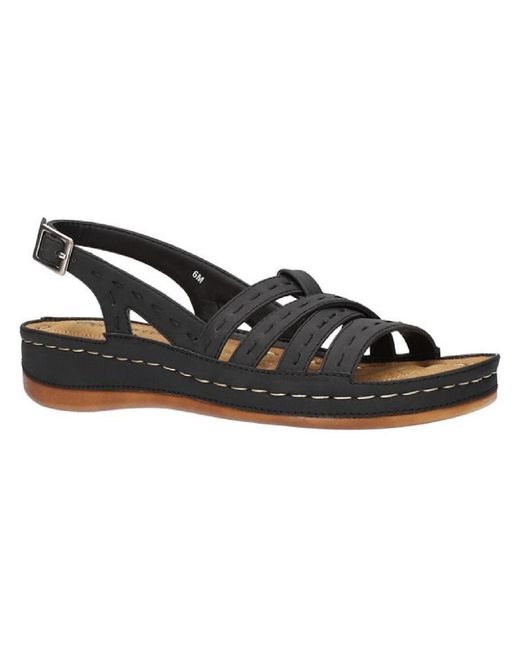 Easy Street Black Kehlani Faux Leather Open Toe Wedge Sandals