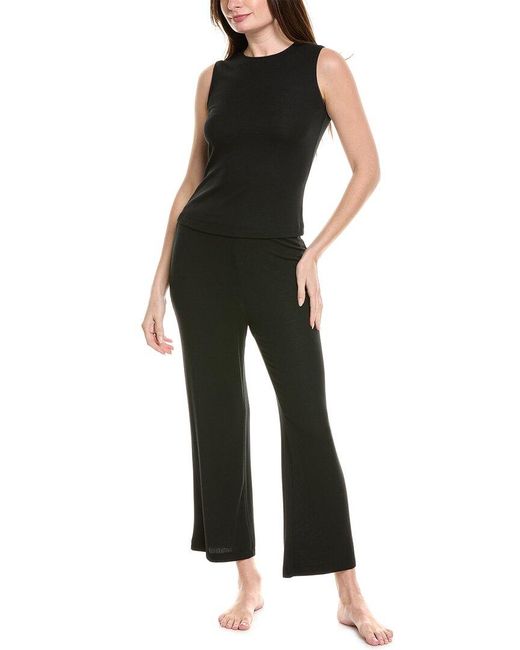 Natori Black 2Pc Rib Essential Pajama Set