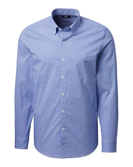 Cutter & Buck Blue Soar Windowpane Check Tailored Fit Shirt for men