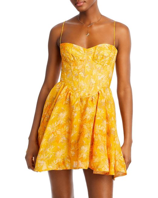 Bardot Yellow Elsie Ramie Short Mini Dress