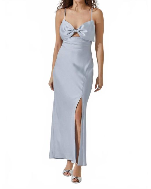 Astr Satin Bow Midi Dress in Blue | Lyst Astr Satin Bow Midi Dress in Blue | Lyst