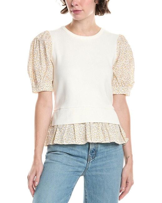 Endless Rose White Mixed Media Top