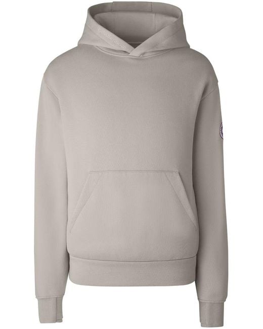 Canada Goose Gray Relaxed Fit Hoodie With Drawstring And Kangaroo Pocket for men