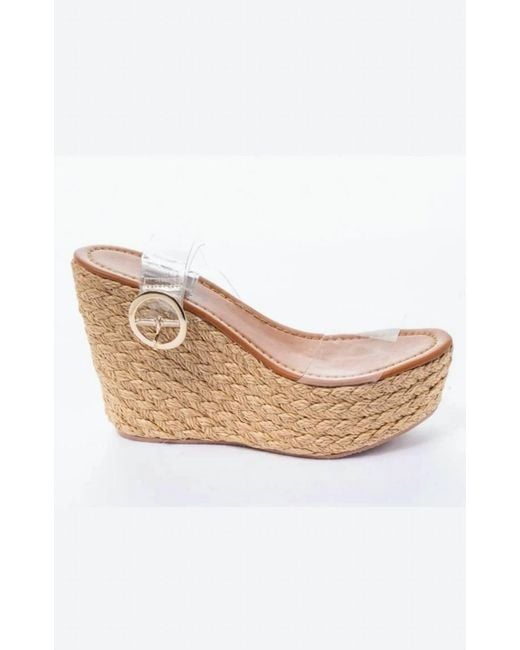 Makers White Clear Strap Espadrille Wedges