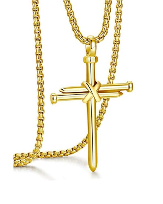 Stephen Oliver Metallic 18k Cross Nail Pendant Necklace