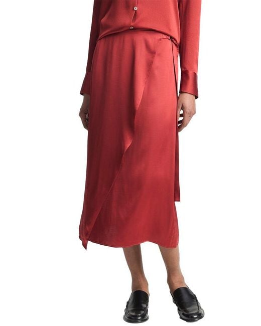 Vince Red Draped D-Ring Skirt