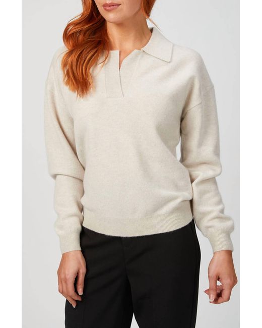 NAADAM V Neck Polo Sweater in White Lyst