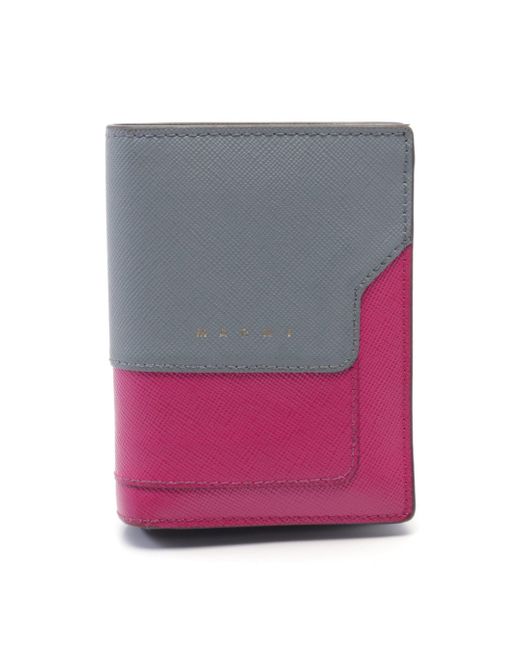 Marni Purple Bifold Wallet Bi-fold Wallet Leather Gray
