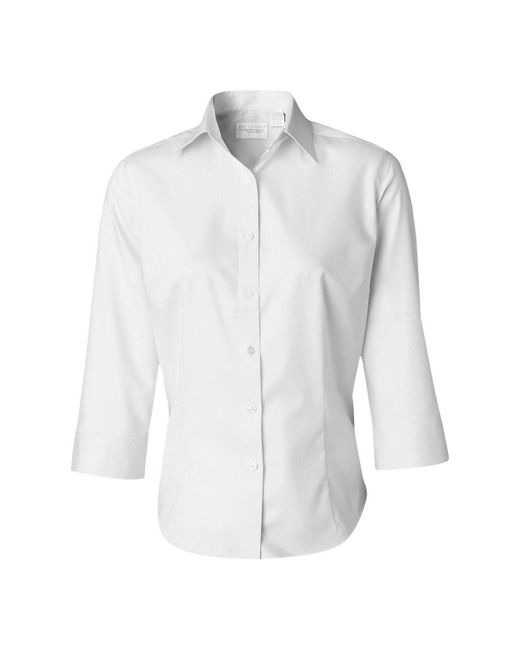 Van Heusen White Three-quarter Sleeve Baby Twill Shirt