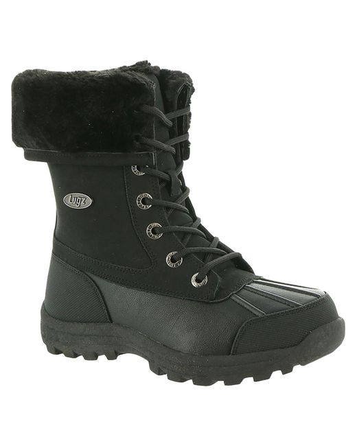 Lugz Black Tambora Faux Leather Water Resistant Winter Boots