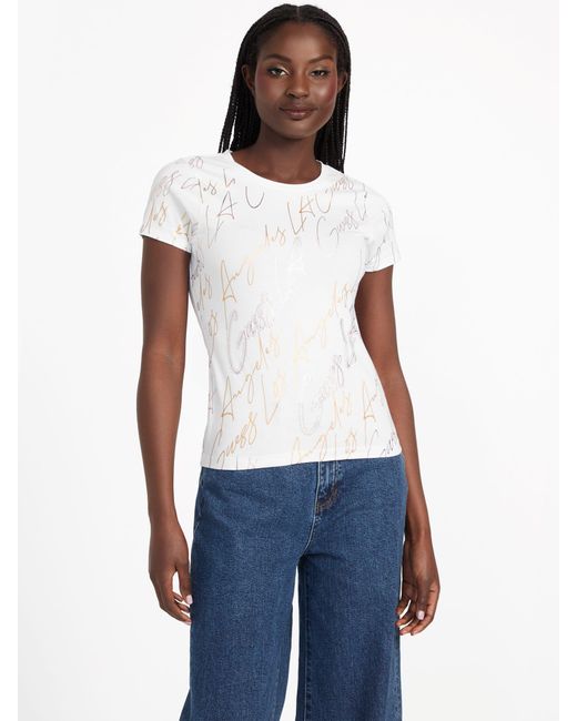 Guess White Franni Crewneck Tee