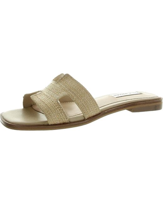 Steve Madden Gray Hadyn Faux Leather Square Toe Flat Sandals