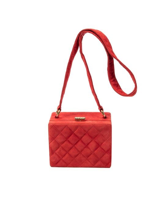 Chanel Cc Square Vanity Case Shoulder Bag in Red