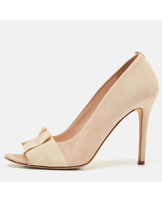 SJP by Sarah Jessica Parker Natural Suede Open Toe Pumps