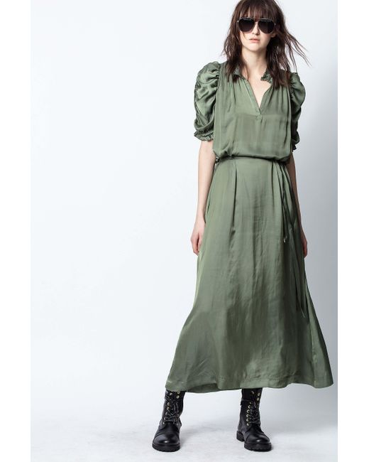 Zadig & Voltaire Green Ray Satin Dress