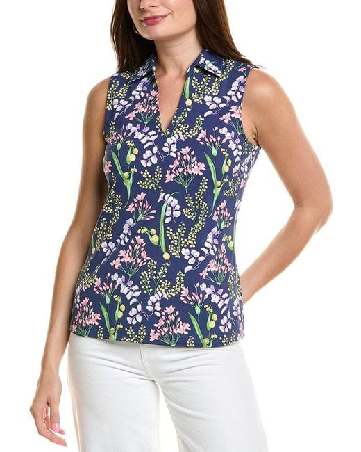J.McLaughlin Blue Aida Catalina Cloth Top