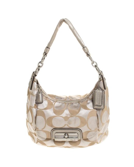 COACH Metallic /gold Canvas And Leather Kristin Hobo
