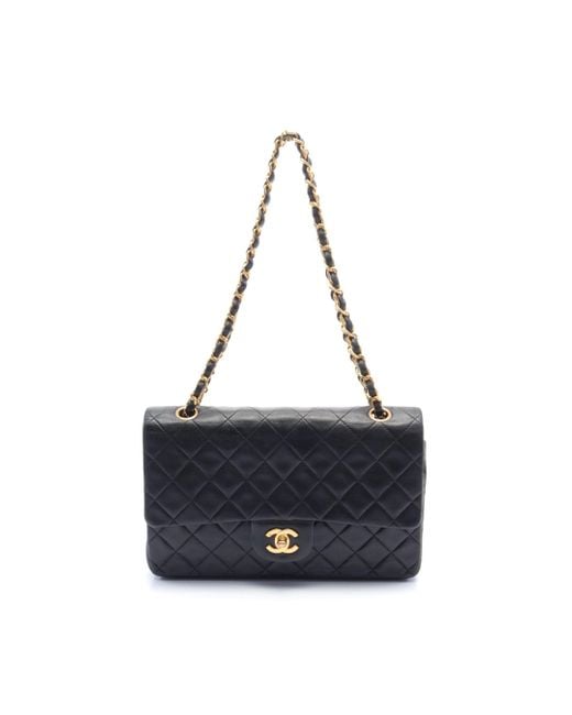 Chanel Blue Matelasse W Flap W Chain Shoulder Bag Lambskin Gold Hardware Vintage