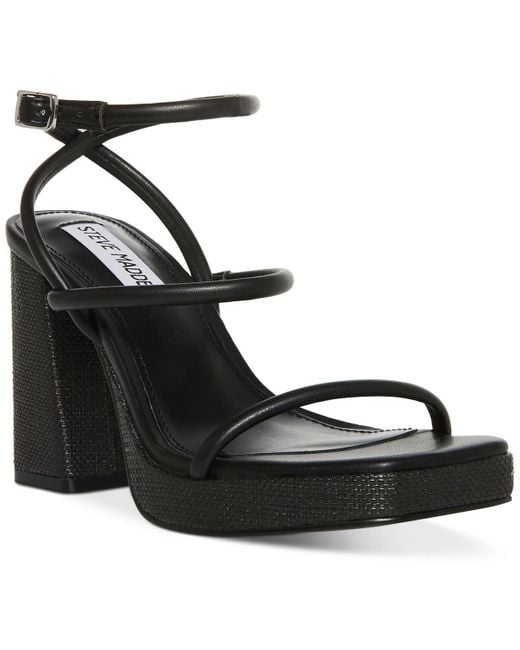 Steve Madden Black Pennie Faux Leather Platform Slingback Sandals