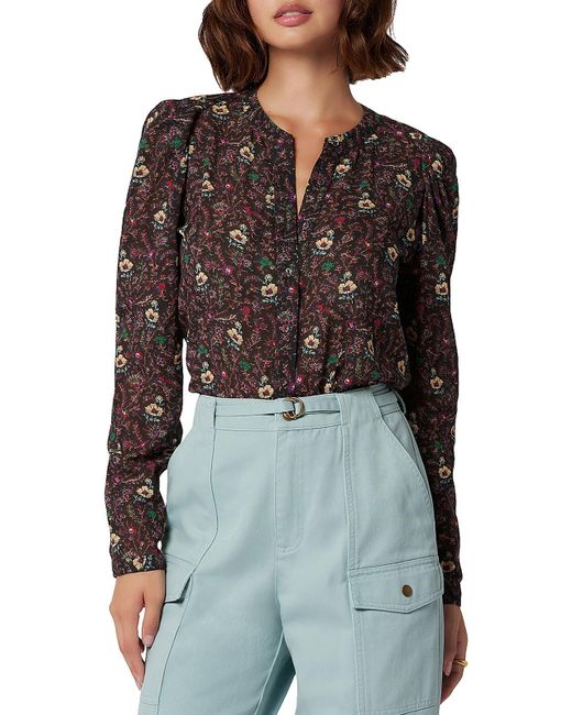 Joie Multicolor Floral Print Sheer Button-down Top