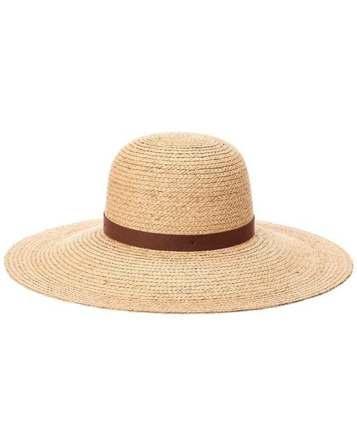 Bruno Magli Natural Wide Brim Leather-trim Straw Sun Hat