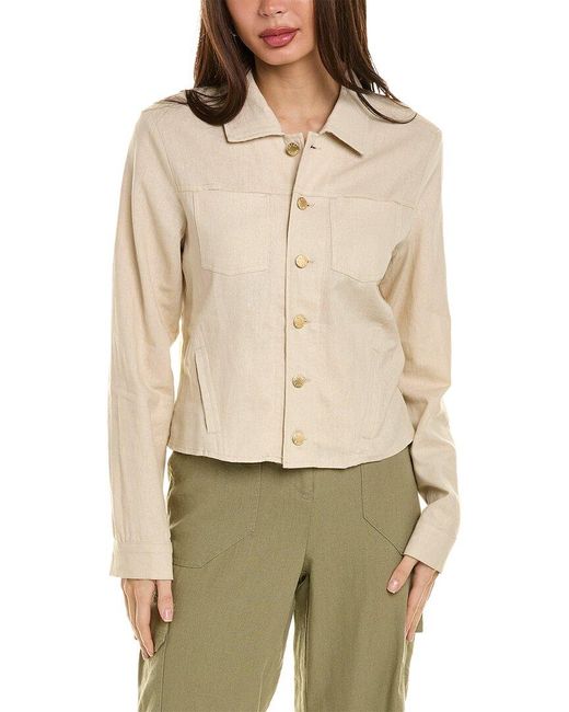 Ellen Tracy Natural Linen-blend Crop Jacket
