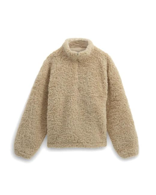 Wax London Natural Recycled Sherpa Fabric Boxy-Fit Funnel Neck Jacket for men