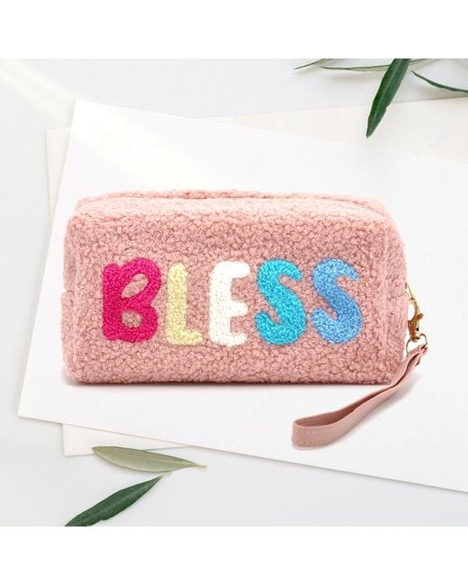 Fashnzfab Pink Faux Fur Bless Pouch With Wristlet