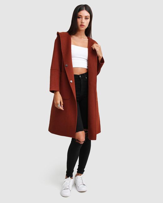 Belle & Bloom Red Walk This Way Wool Blend Oversized Coat